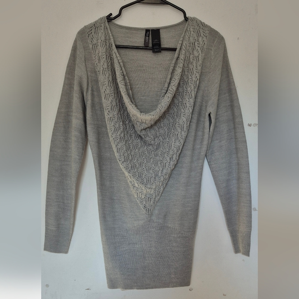 Bisou Bisou Light Gray Cowl Neck Sweater